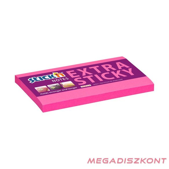 Öntapadós jegyzettömb STICK'N extra erős 76x127mm neon rózsaszín 90 lap
