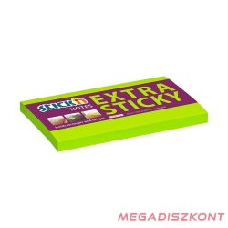   Öntapadós jegyzettömb STICK'N extra erős 76x127mm neon zöld 90 lap