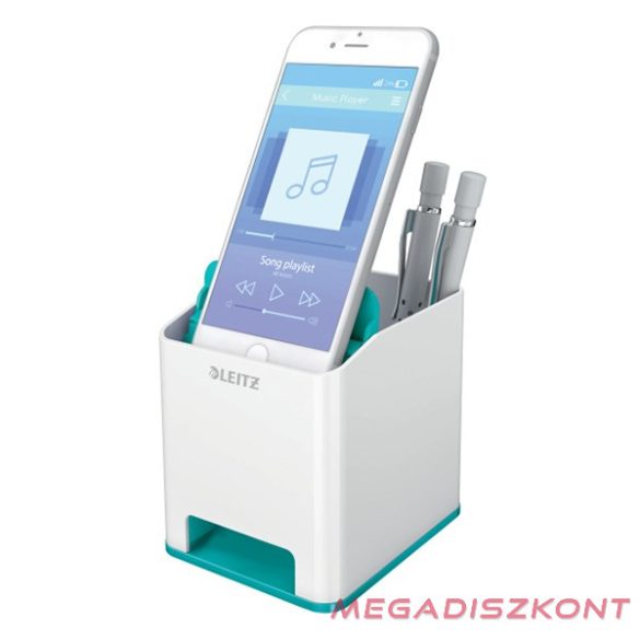 Írószertartó műanyag LEITZ Wow 2 rekeszes fehér/jégkék