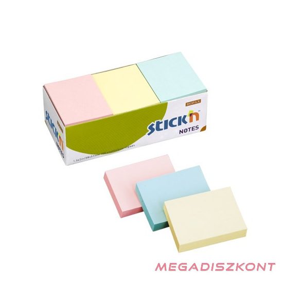 Öntapadós jegyzettömb STICK'N 38x51mm vegyes pasztell mix 3x4x100 lap