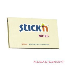   Öntapadós jegyzettömb STICK'N 76x127mm pasztell sárga 100 lap