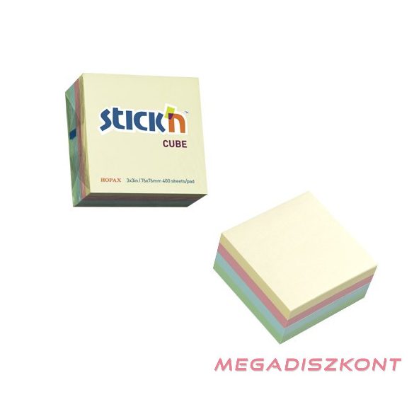 Öntapadós jegyzettömb STICK'N 76x76mm pasztell mix 400 lap