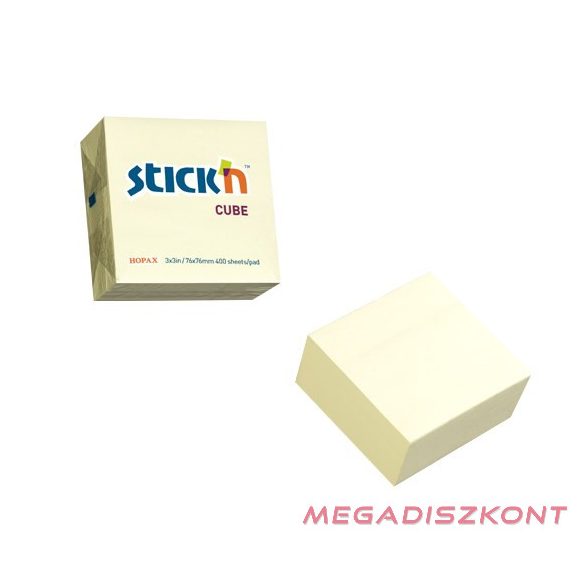 Öntapadós jegyzettömb STICK'N 76x76mm pasztell sárga 400 lap
