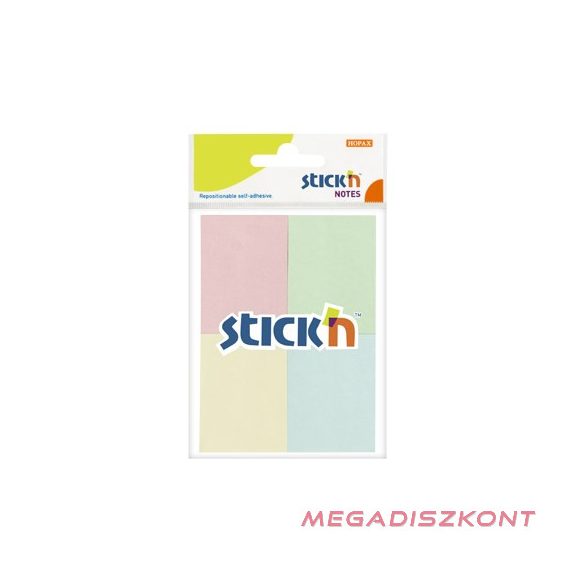 Öntapadós jegyzettömb STICK'N 38x51mm pasztell mix 4x50 lap