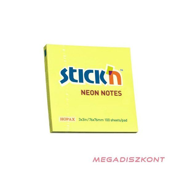Öntapadós jegyzettömb STICK'N 76x76mm sárga 100 lap
