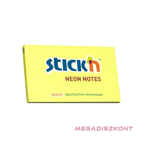 Öntapadós jegyzettömb STICK'N 76x127mm sárga 100 lap