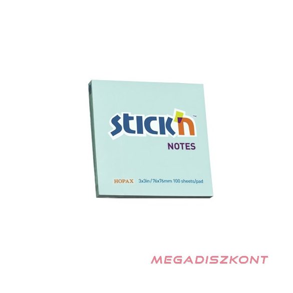 Öntapadós jegyzettömb STICK'N 76x76mm pasztell kék 100 lap