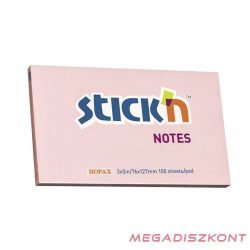   Öntapadós jegyzettömb STICK'N 76x127mm pasztell pink 100 lap