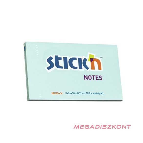 Öntapadós jegyzettömb STICK'N 76x127mm pasztell kék 100 lap