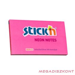   Öntapadós jegyzettömb STICK'N 76x127mm neon pink 100 lap