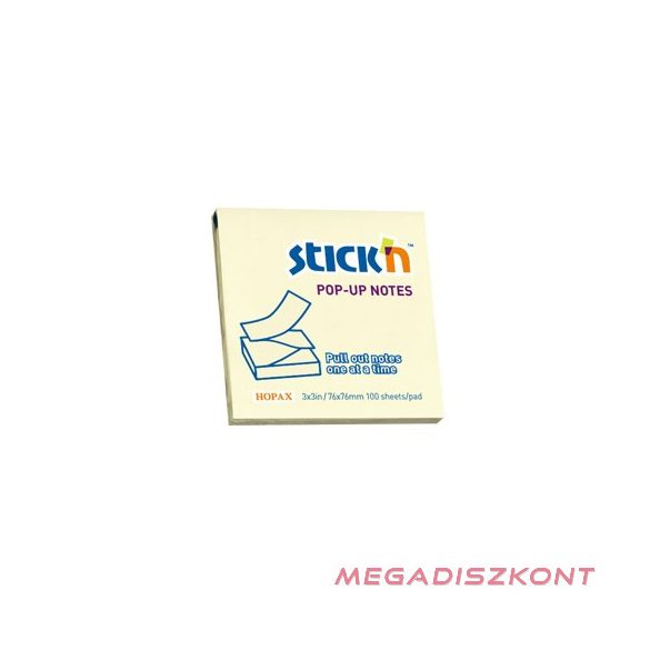 Öntapadós jegyzettömb STICK'N 76x76mm z-hajtott sárga 100 lap
