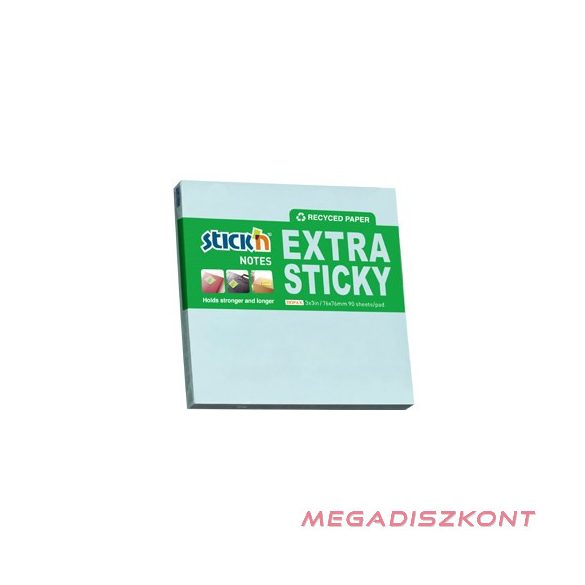 Öntapadós jegyzettömb STICK'N extra erős 76x76mm újrahasznosított pasztell kék 90 lap