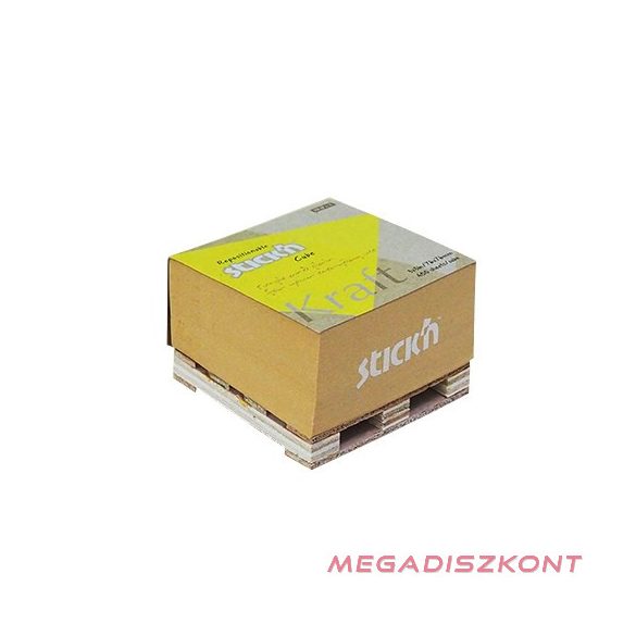 Öntapadós jegyzettömb STICK'N Kraft cube 76x76mm mini raklapos natúr barna 400 lap