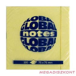   Öntapadós jegyzettömb GLOBAL Notes 3654-01 75x75mm sárga 100 lap