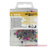 Gombostű műanyag dobozban színes fejjel