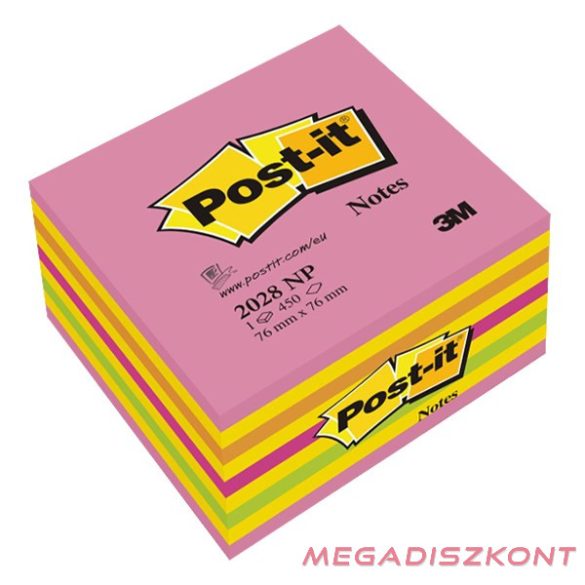 Öntapadós jegyzettömb 3M Post-it LP 2028NP 76x76mm lollipop pink 450 lap