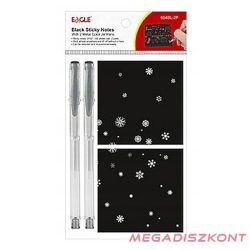   Öntapadós jegyzettömb szett EAGLE 75x75mm fekete 2db öntapadós jegyzettömb 2db ezüst tollal