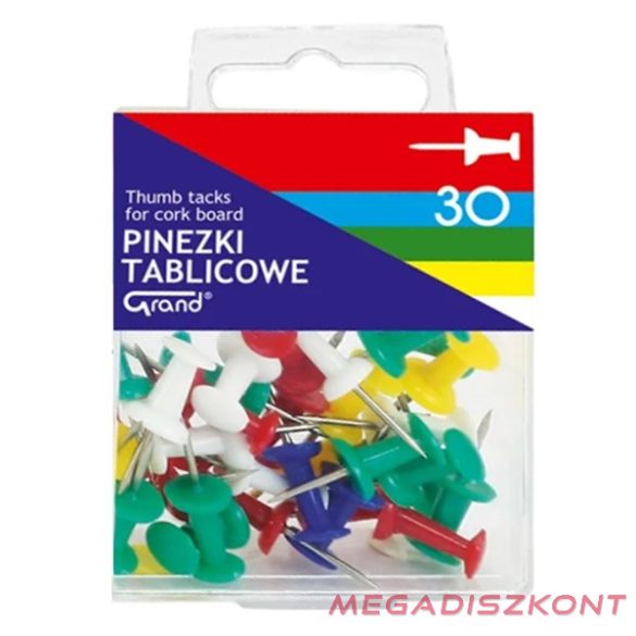 Táblatű GRAND műanyag dobozban színes 30 darabos