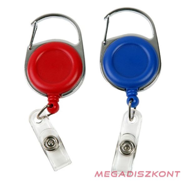 Azonosítókártya tartó karabineres kihúzható kerek fekete