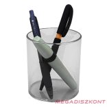 Írószertartó pohár műanyag kerek áttetsző