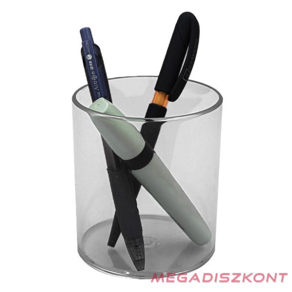 Írószertartó pohár műanyag kerek áttetsző