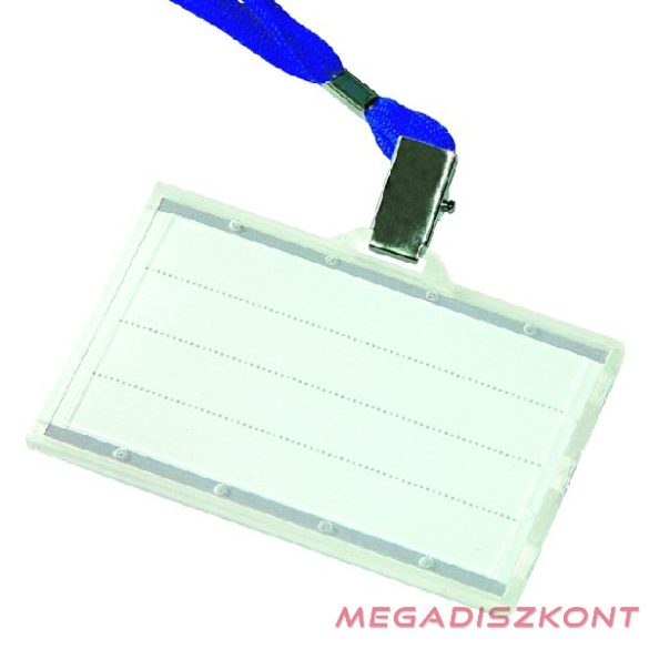 Azonosítókártya tartó DONAU fekvő 85x50mm műanyag kék nyakba akasztóval 50 darabos