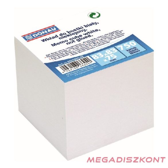 Kockatömb fehér DONAU 8,3x8,3 cm nem ragasztott