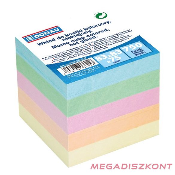 Kockatömb színes DONAU 8,3x8,3 cm nem ragasztott pasztell