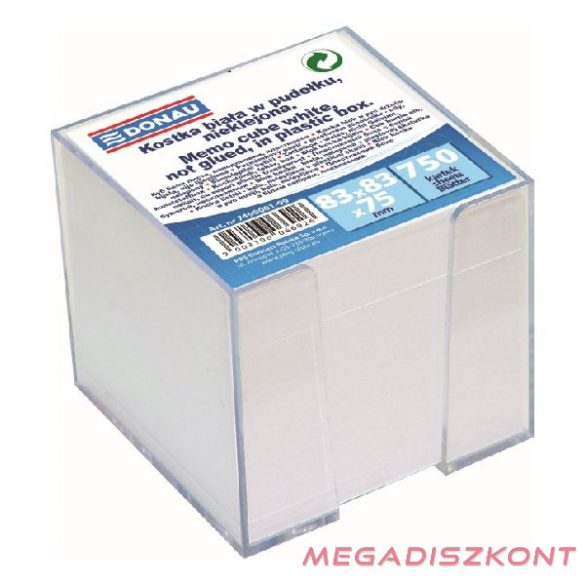 Kockatömb fehér DONAU 9,2x9,2 cm tartóban nem ragasztott