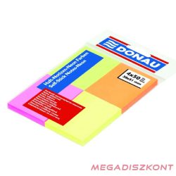   Öntapadós jegyzettömb DONAU 38x51 mm 4x50 lap vegyes neon színek
