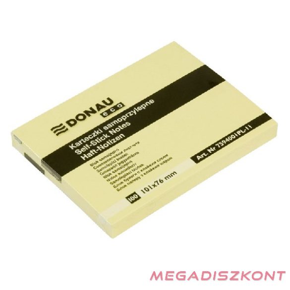 Öntapadós jegyzettömb DONAU ECO 101x76 mm 100 lap sárga