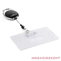   Azonosítókártya tartó DURABLE karabineres kihúzható 1 kártyához fekete
