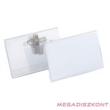 Névjegykitűző DURABLE 54x90 mm csiptetővel és tűvel átlátszó 50 darabos