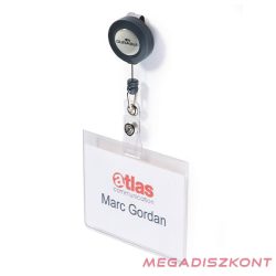   Névjegykitűző DURABLE 60x90 mm kihúzható tartóval átlátszó