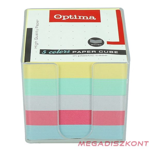Kockatömb színes OPTIMA 9x9x9 cm műanyag tartóban