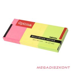 Öntapadós jegyzet OPTIMA 38x51mm neon 3x100 lap