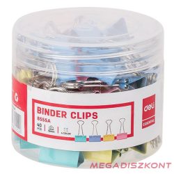 Binder csipesz DELI 19 mm színes 40 darabos