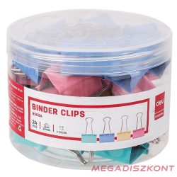 Binder csipesz DELI 32 mm színes 24 darabos