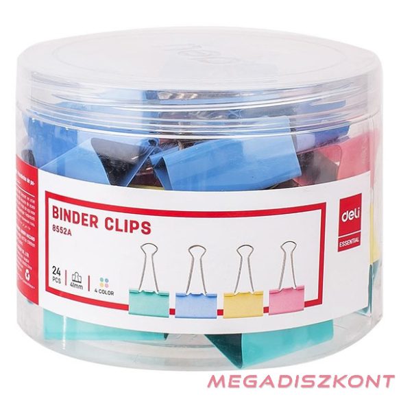 Binder csipesz DELI 41 mm színes 24 darabos