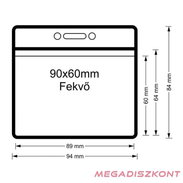 Azonosítókártya tartó Vinyl tasak 90x60mm fekvő áttetsző