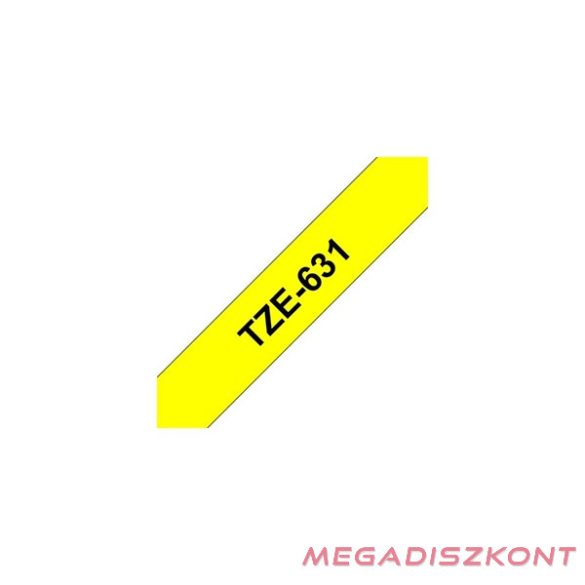 Feliratozó szalag BROTHER TZe-631 12mmx8m laminált sárga alapon fekete írásszín