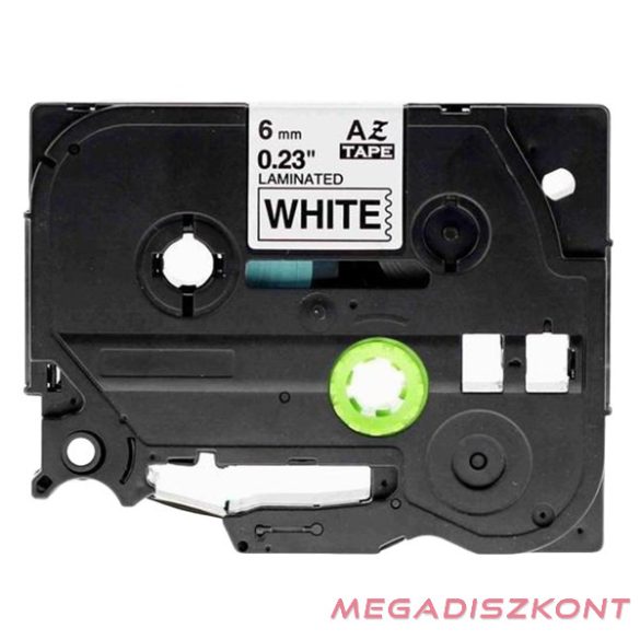 Feliratozó szalag BROTHER TZe-211 6mmx8m laminált fehér alapon fekete írásszín