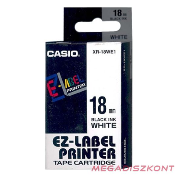 Feliratozó szalag CASIO XR-18WE1 18mmx8m fehéren fekete
