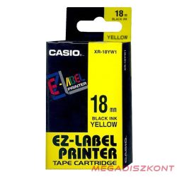 Feliratozó szalag CASIO XR-18YW1 18mmx8m sárgán fekete
