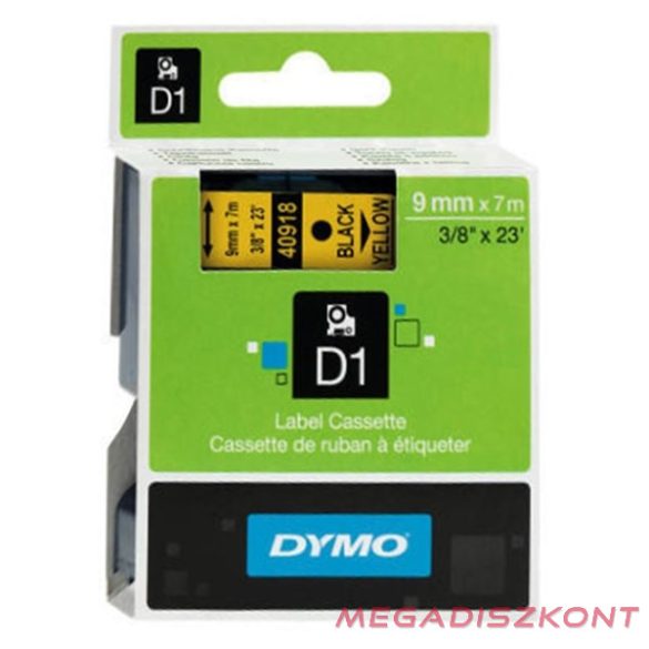 Feliratozó szalag DYMO D1 9mm x 7m sárga alapon fekete írásszín