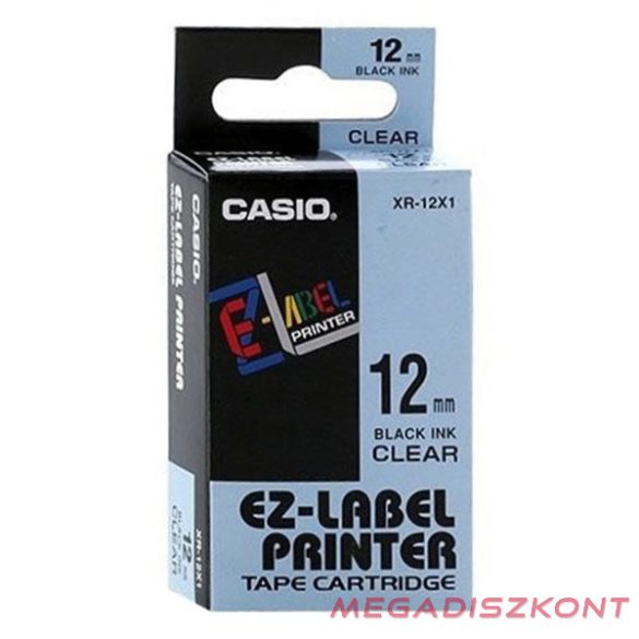 Feliratozó szalag CASIO XR-12WE1 12mmx8m fehér alapon fekete írásszín