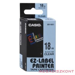   Feliratozó szalag CASIO XR 18 X1 18mm x 8m átlátszó alapon fekete írásszín