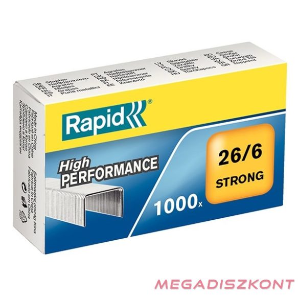 Tűzőkapocs RAPID Strong 26/6 horganyzott 1000 darabos