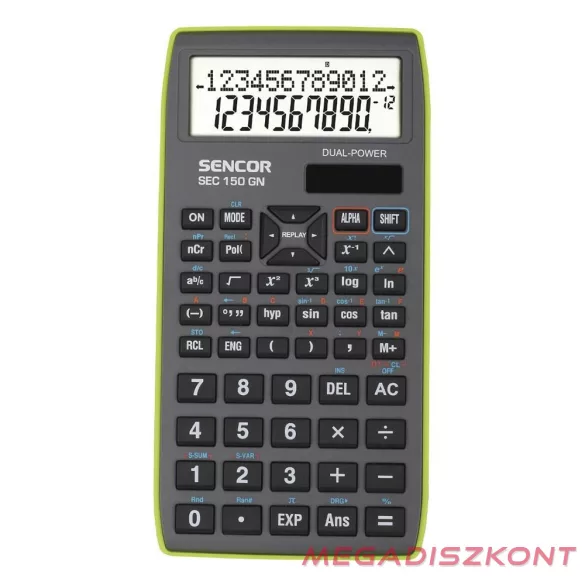 Számológép tudományos SENCOR SEC-150 240 funkciós 2 soros 10+2 digit zöld
