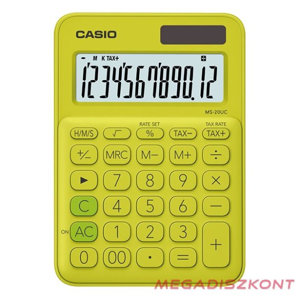 Számológép asztali CASIO MS 20 UC 12 digit sárga